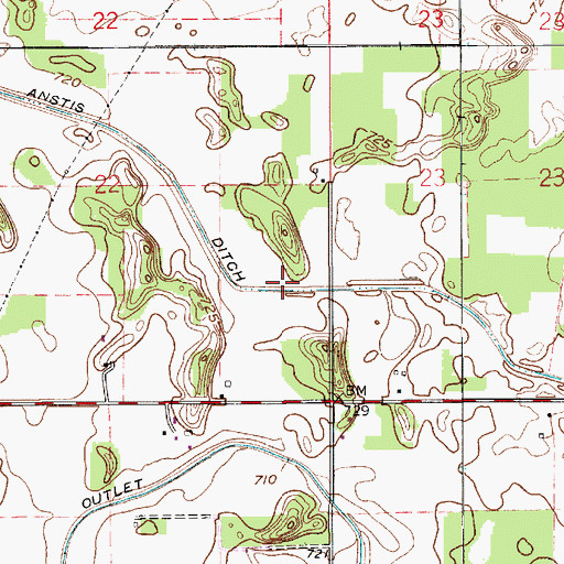 Topographic Map of Anstis Ditch, IN