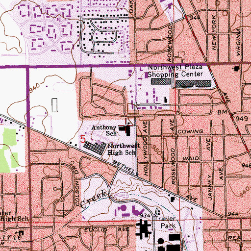 Topographic Map of Anthony Elementary School, IN