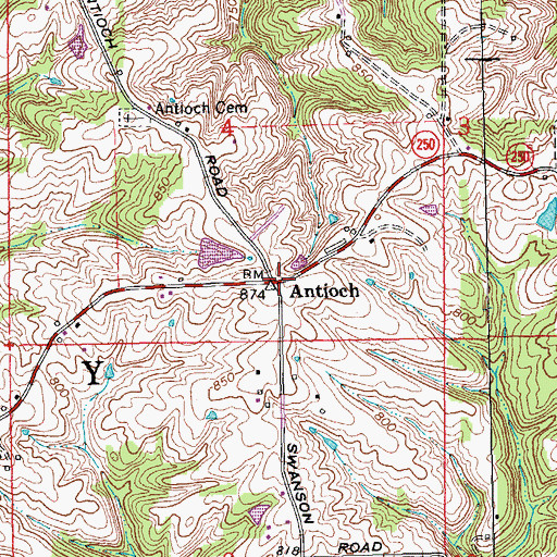 Topographic Map of Antioch, IN