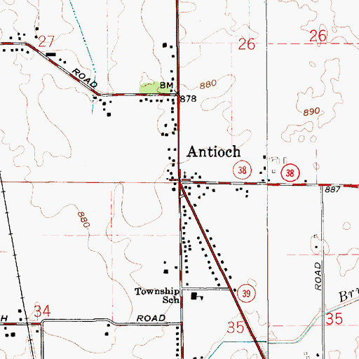 Topographic Map of Antioch, IN