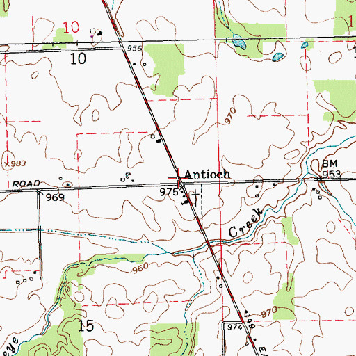 Topographic Map of Antioch, IN