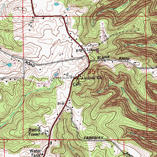 Topographic Map of Antioch Church, IN