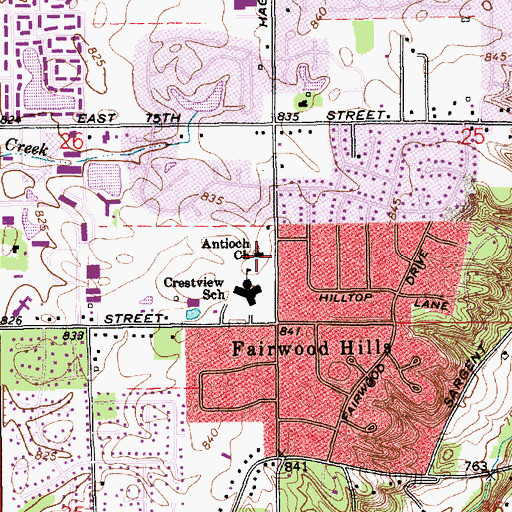 Topographic Map of Antioch Independent Christian Church, IN