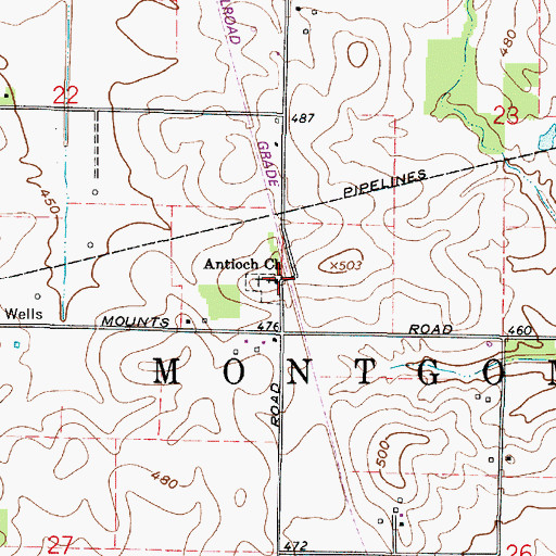 Topographic Map of Antioch Church, IN