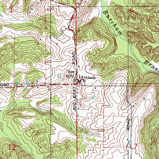 Topographic Map of Antioch Church, IN