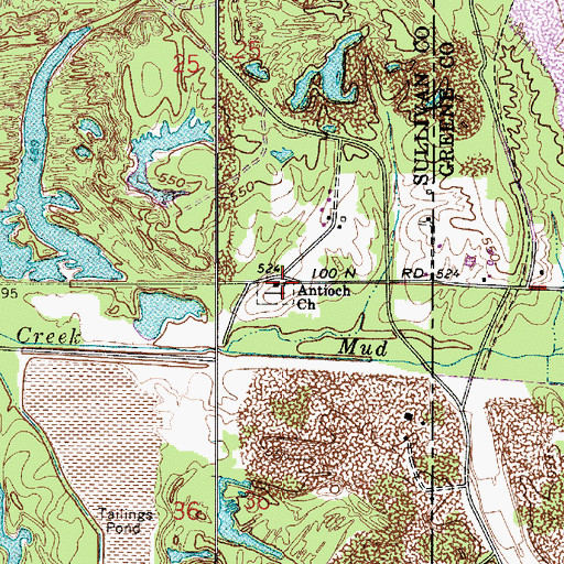 Topographic Map of Antioch Church, IN
