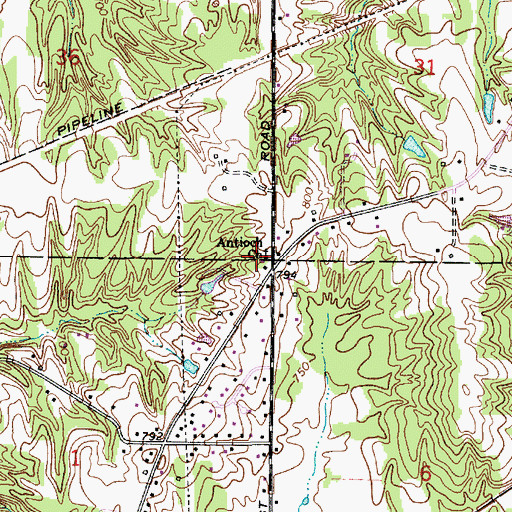Topographic Map of Antioch Church, IN