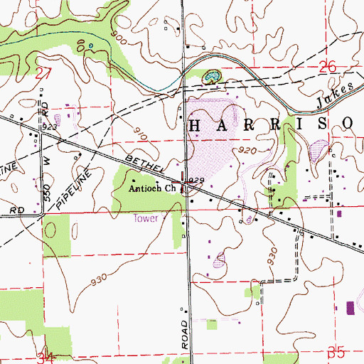 Topographic Map of Antioch Church, IN