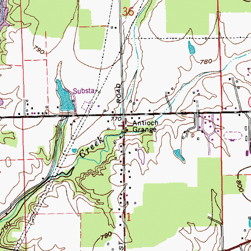 Topographic Map of Antioch Grange, IN