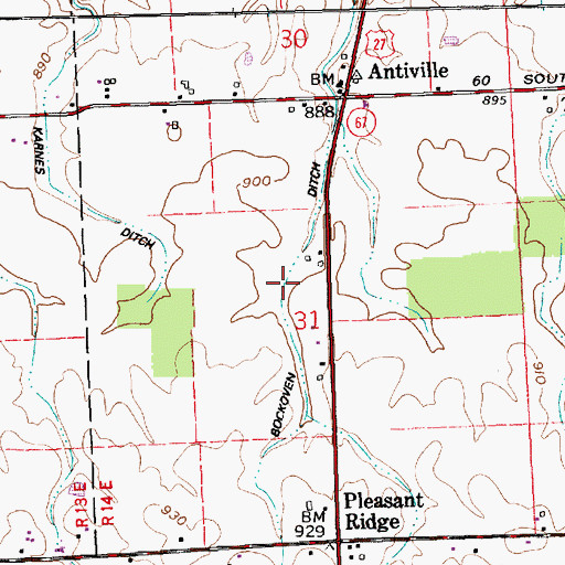 Topographic Map of Antiville Ditch, IN