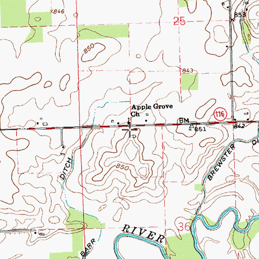 Topographic Map of Apple Grove Church, IN