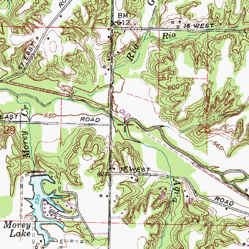 Topographic Map of Aqua Creek, IN