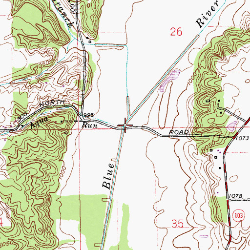 Topographic Map of Aqua Run, IN