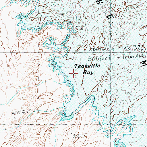 Topographic Map of Teakettle Bay, AZ