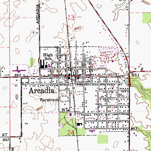 Topographic Map of Arcadia, IN