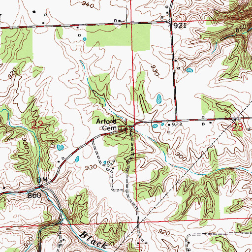 Topographic Map of Arlington Avenue Baptist Church, IN