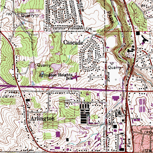 Topographic Map of Arlington Heights Elementary School, IN