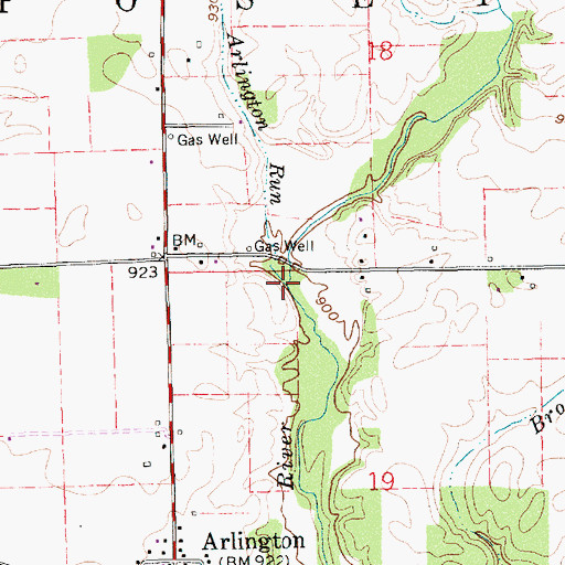 Topographic Map of Arlington Run, IN