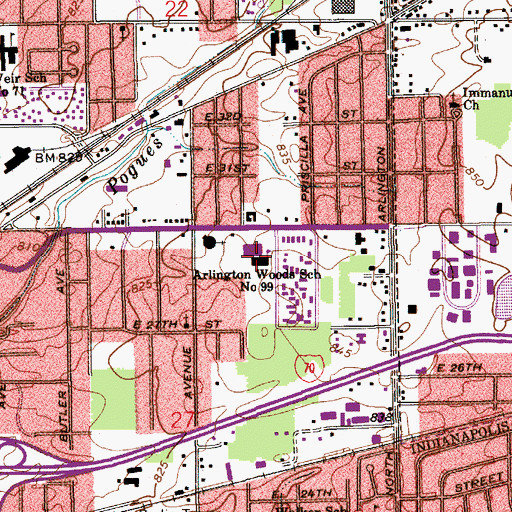 Topographic Map of Arlington Heights Elementary School, IN