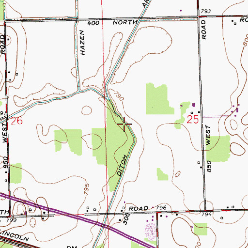 Topographic Map of Arm Number Two Ditch, IN