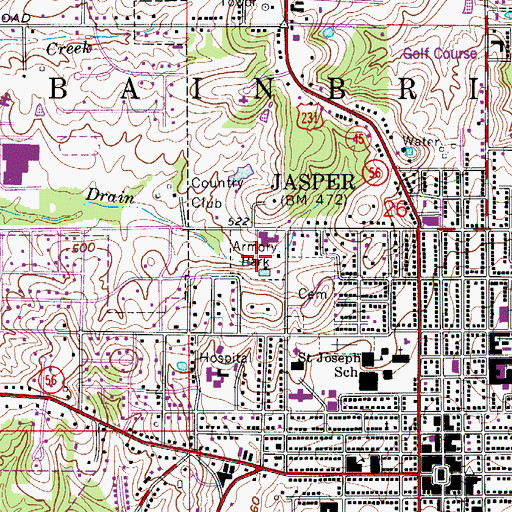Topographic Map of Armory Park, IN