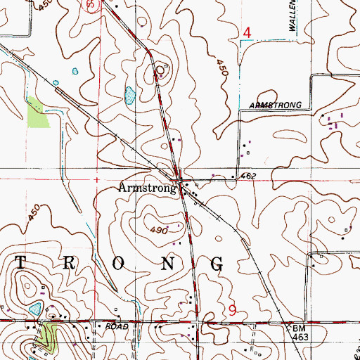Topographic Map of Armstrong, IN
