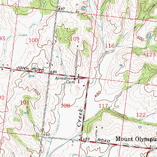 Topographic Map of Armstrong Cemetery, IN