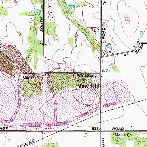 Topographic Map of Armstrong Cemetery, IN