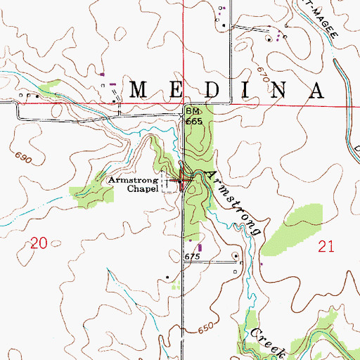 Topographic Map of Armstrong Chapel, IN