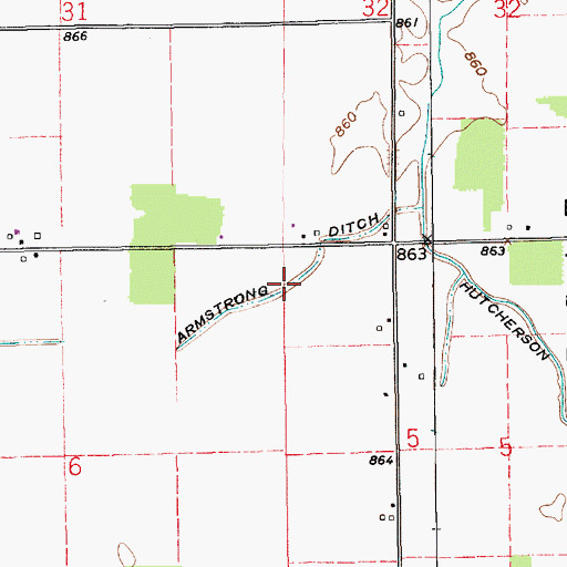 Topographic Map of Armstrong Ditch, IN