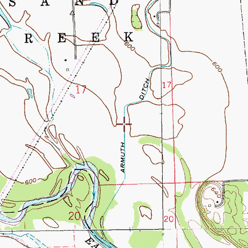 Topographic Map of Armuth Ditch, IN