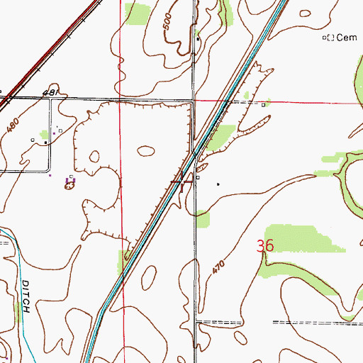 Topographic Map of Armuth Ditch, IN