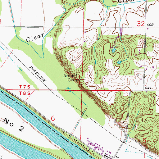 Topographic Map of Arnold Cemetery, IN