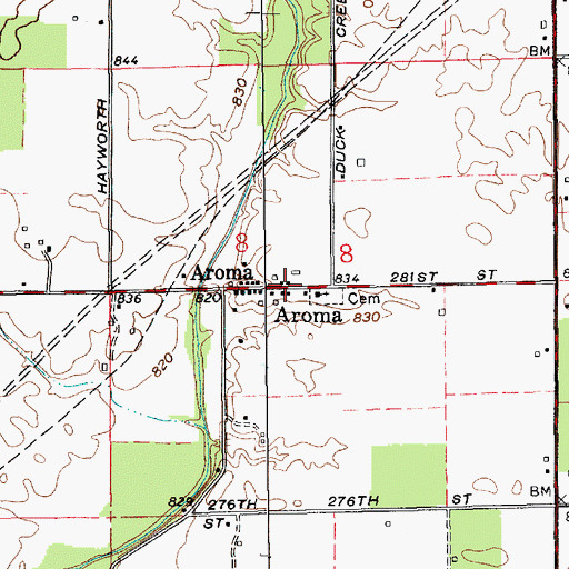 Topographic Map of Aroma, IN
