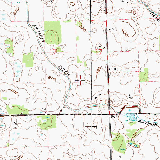 Topographic Map of Arthur Ditch, IN