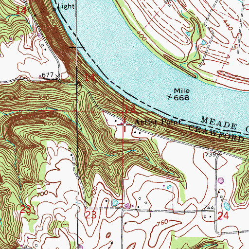 Topographic Map of Artist Point, IN