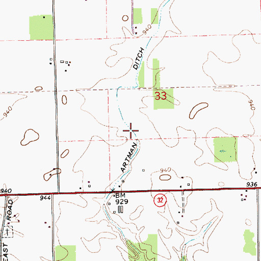 Topographic Map of Artman Ditch, IN