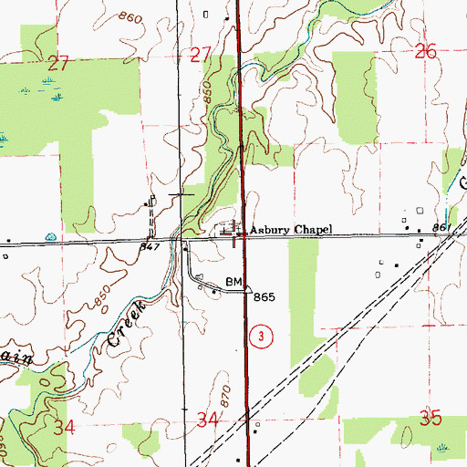 Topographic Map of Asbury Chapel, IN