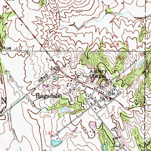 Topographic Map of Asbury Chapel, IN