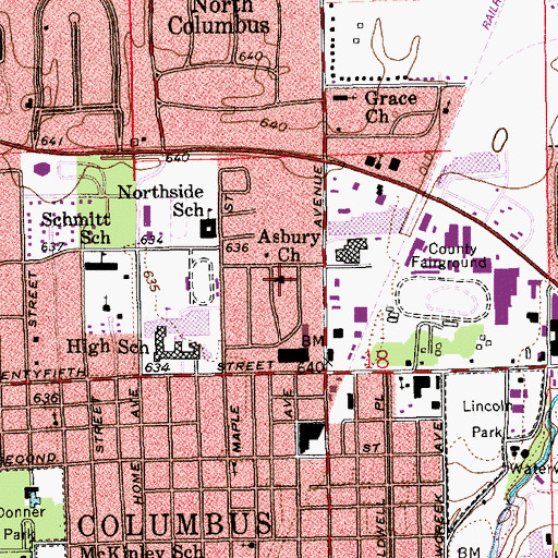 Topographic Map of Asbury Church, IN