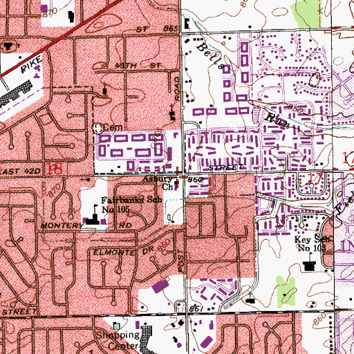 Topographic Map of Asbury United Methodist Church, IN