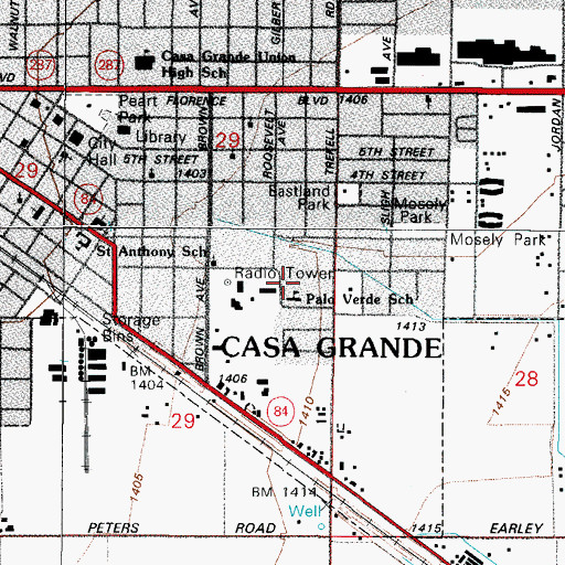 Topographic Map of Palo Verde Elementary School, AZ
