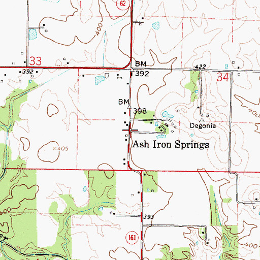 Topographic Map of Ash Iron Springs, IN