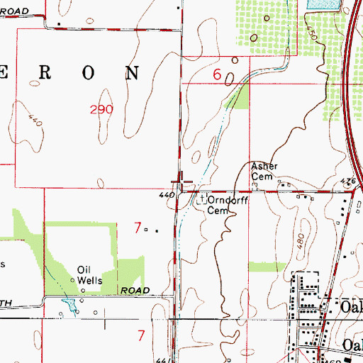 Topographic Map of Asher Cemetery, IN