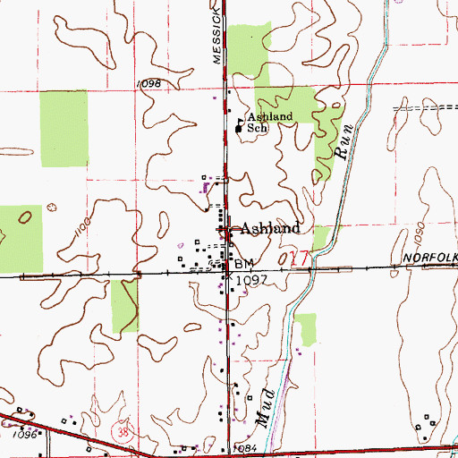Topographic Map of Ashland, IN