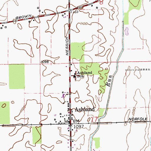 Topographic Map of Ashland School, IN