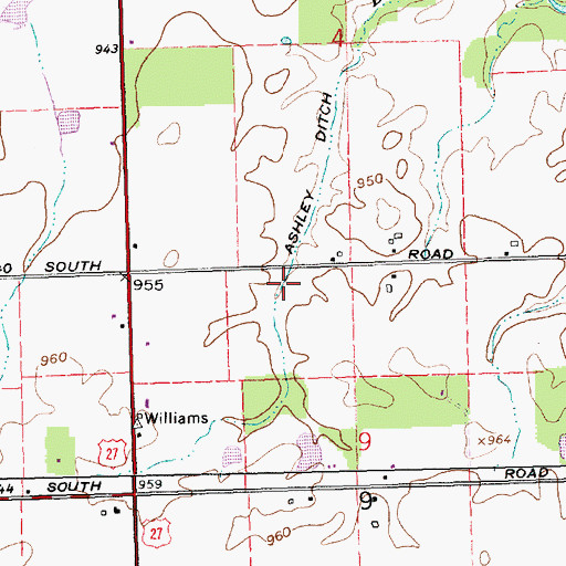 Topographic Map of Ashley Ditch, IN