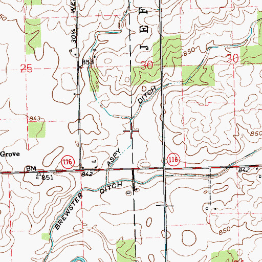 Topographic Map of Aspy Ditch, IN