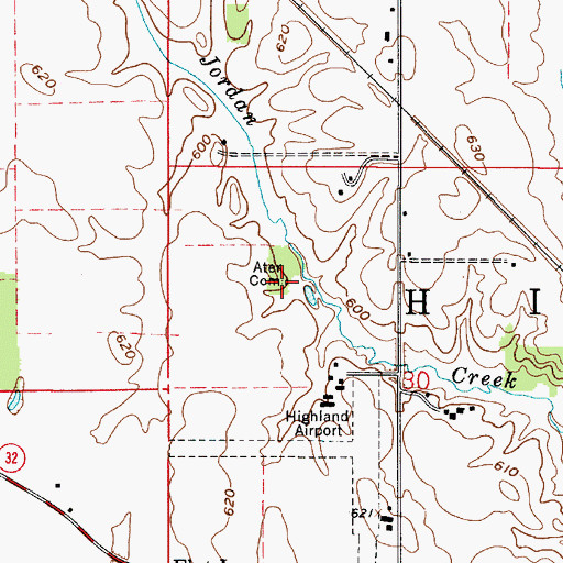Topographic Map of Ater Cemetery, IN
