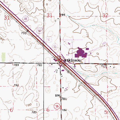 Topographic Map of Atkinson, IN